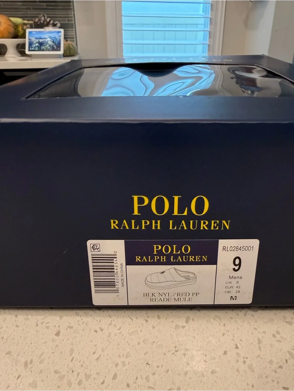 Polo by Ralph Lauren Gray Quilted Slip-On Slippers with Red Polo Logo